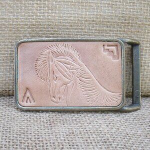 Vintage Spirit Horse Leather Belt Buckle
